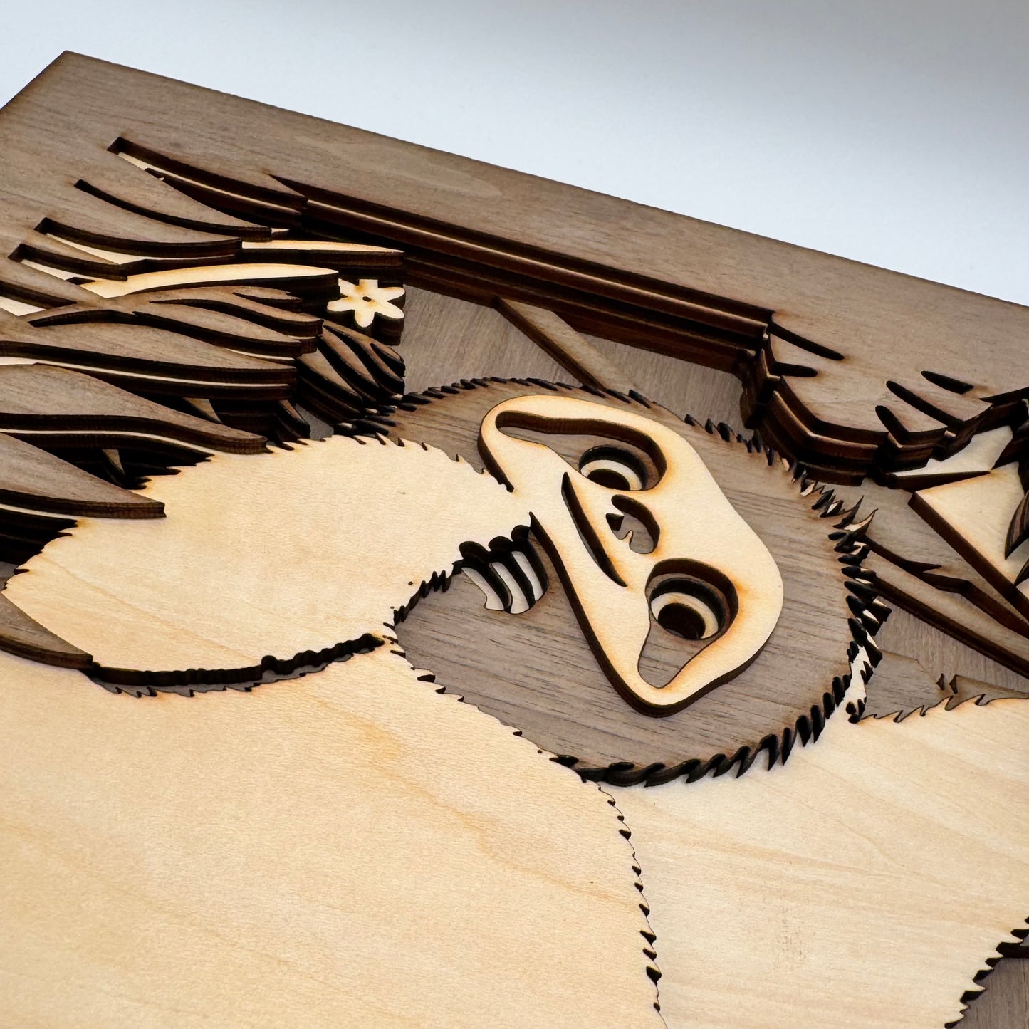 3D wooden painting - Joe the sloth - 28x28 cm