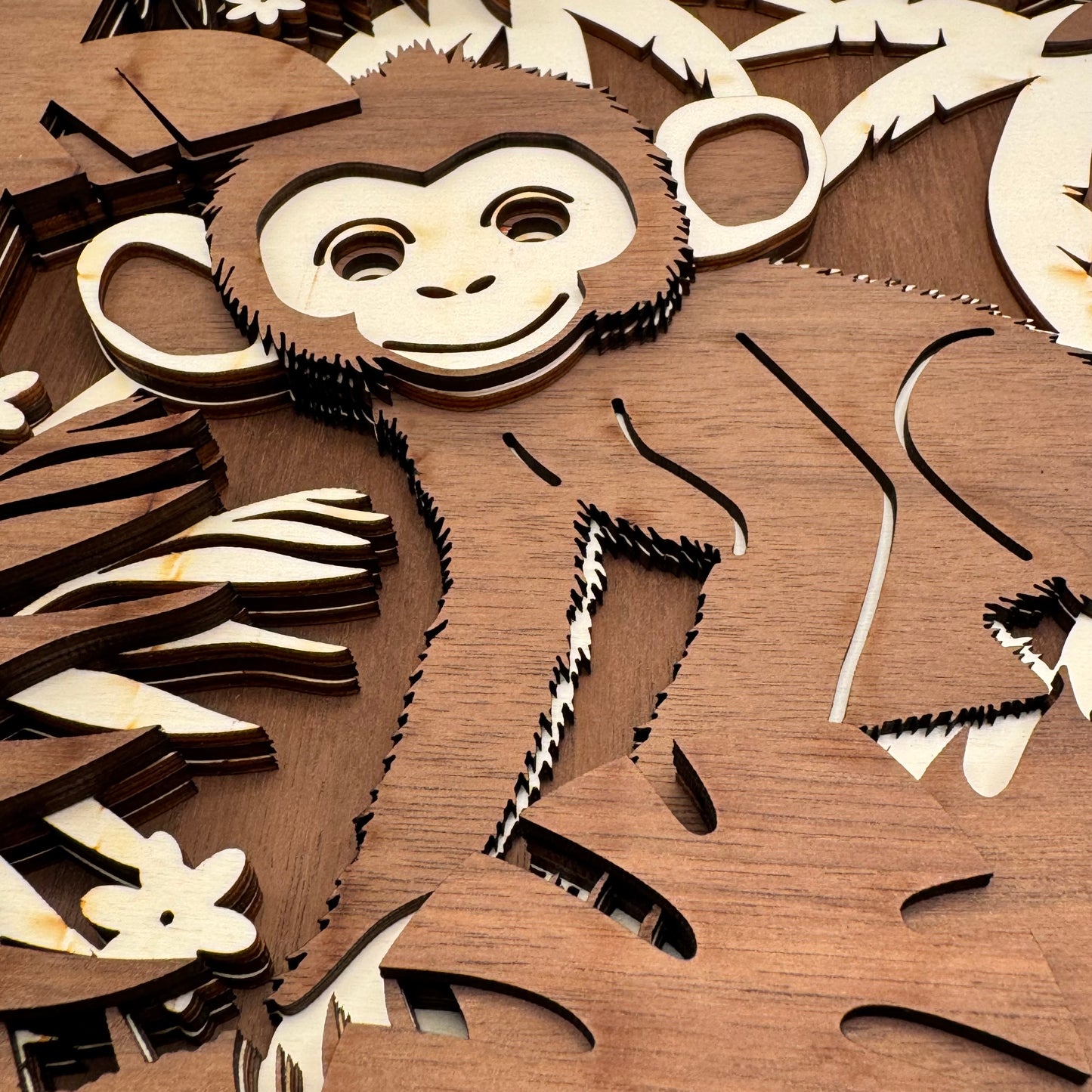 3D wooden painting - Malin the Monkey - 28x28 cm