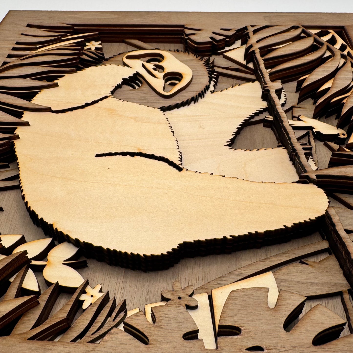 3D wooden painting - Joe the sloth - 28x28 cm