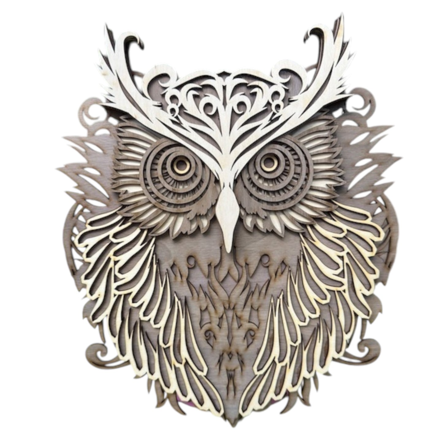 3D wooden painting - Owls 28x25cm