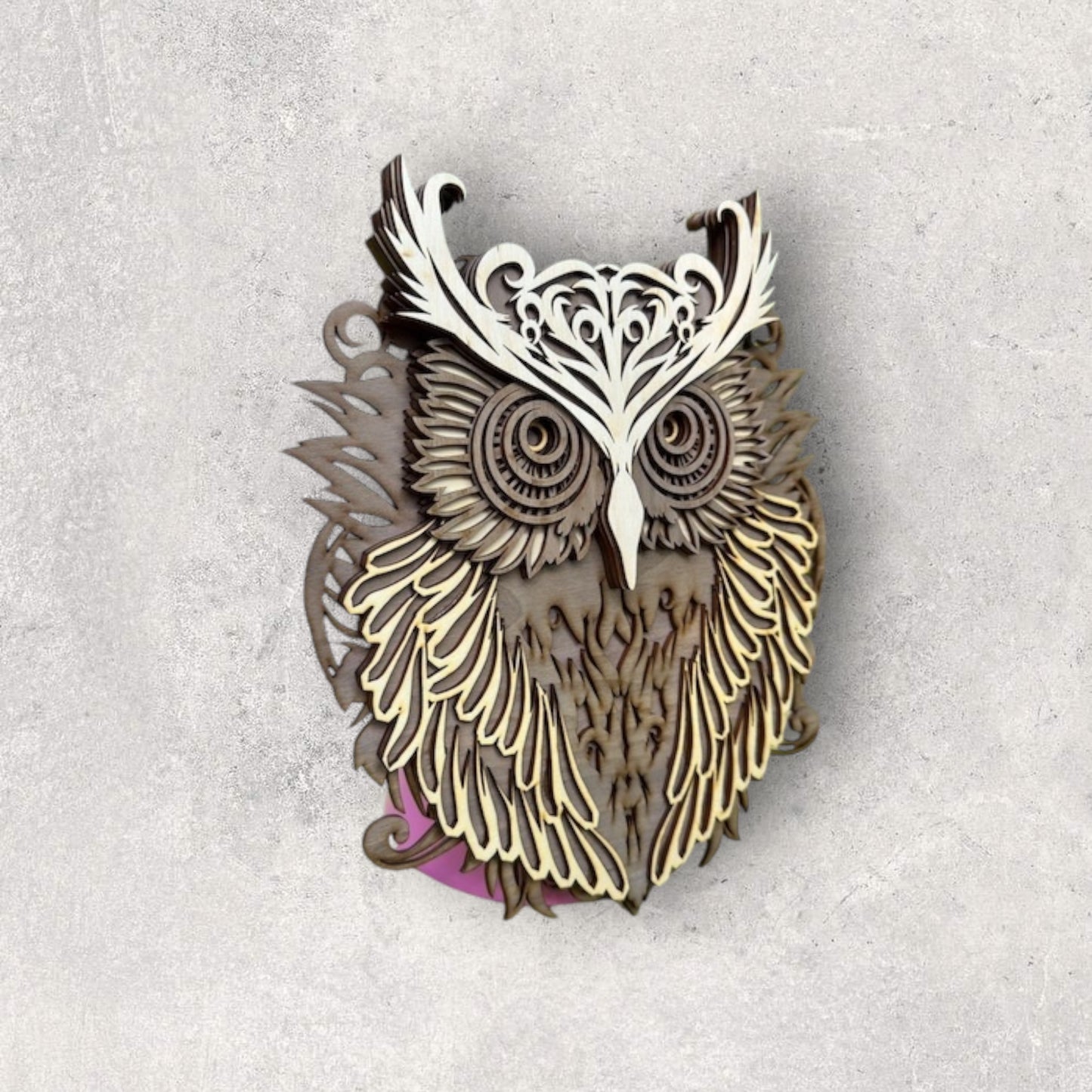 3D wooden painting - Owls 28x25cm