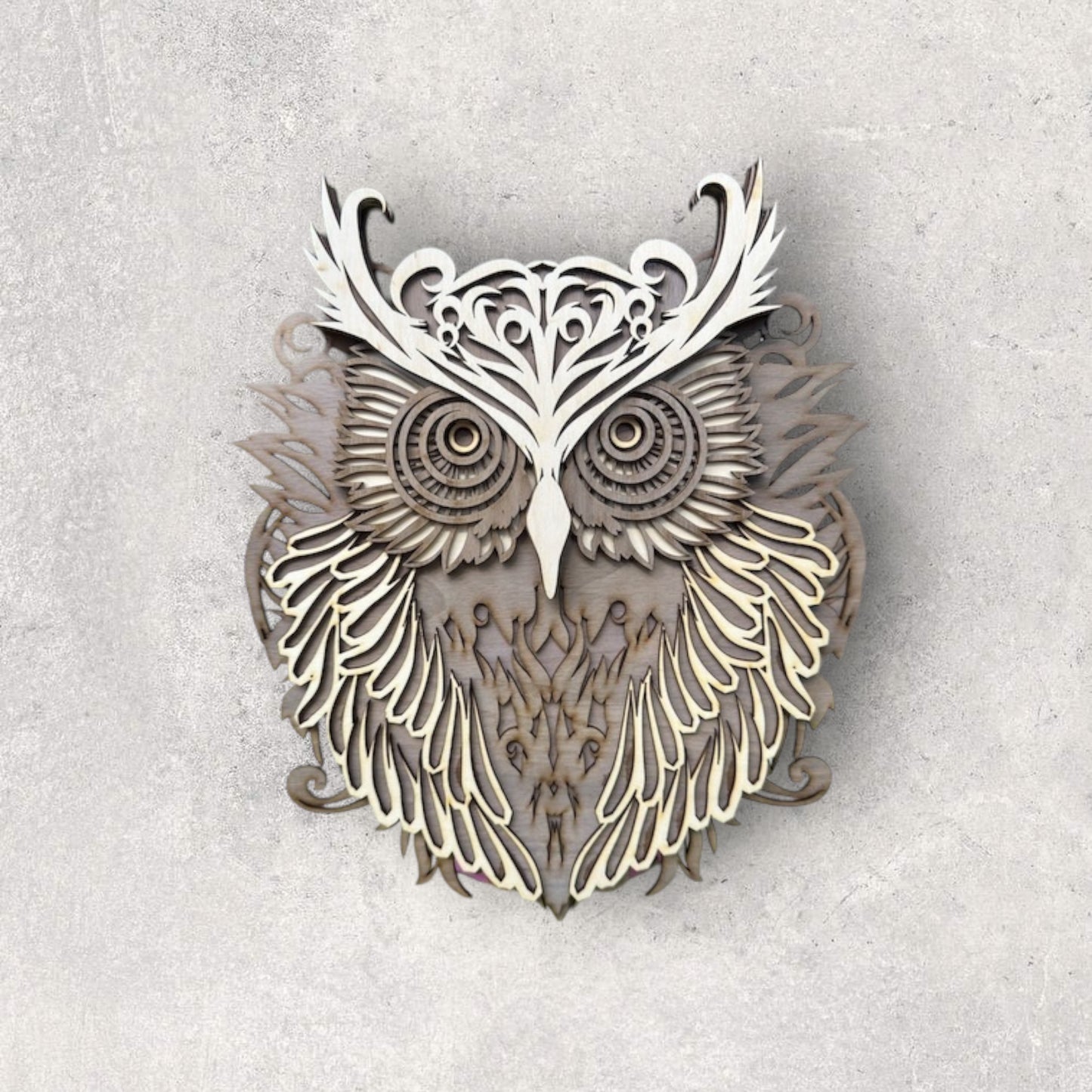 3D wooden painting - Owls 28x25cm