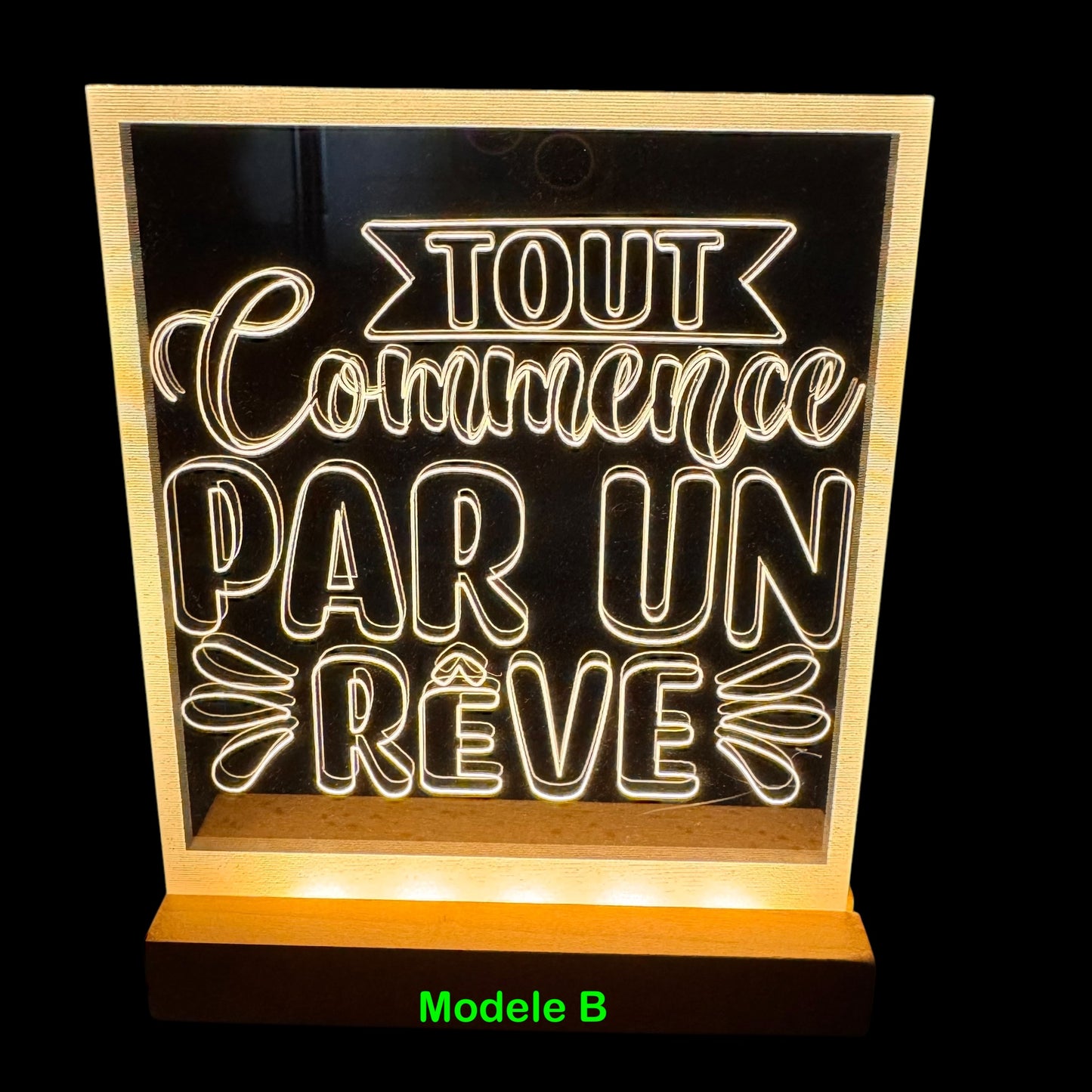Pantalla de luz de plexiglás: frases inspiradoras