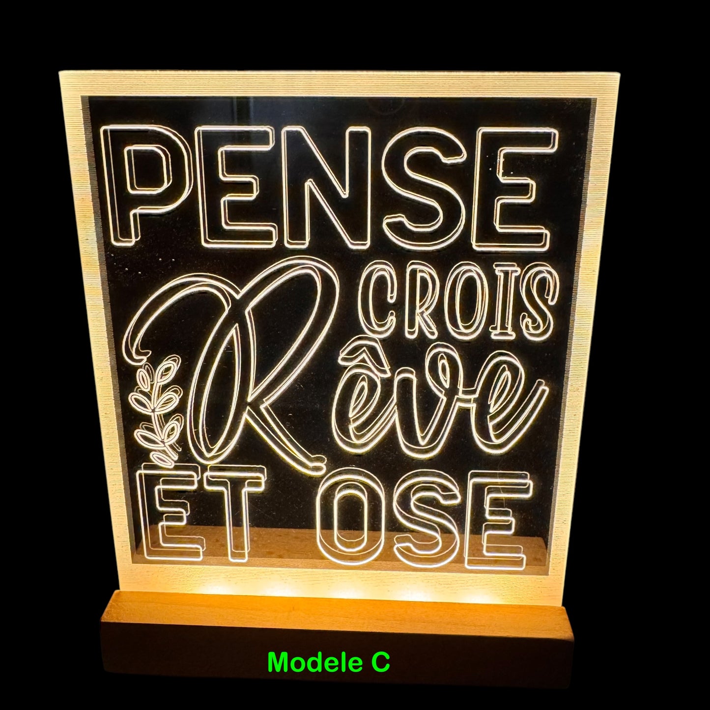 Pantalla de luz de plexiglás: frases inspiradoras