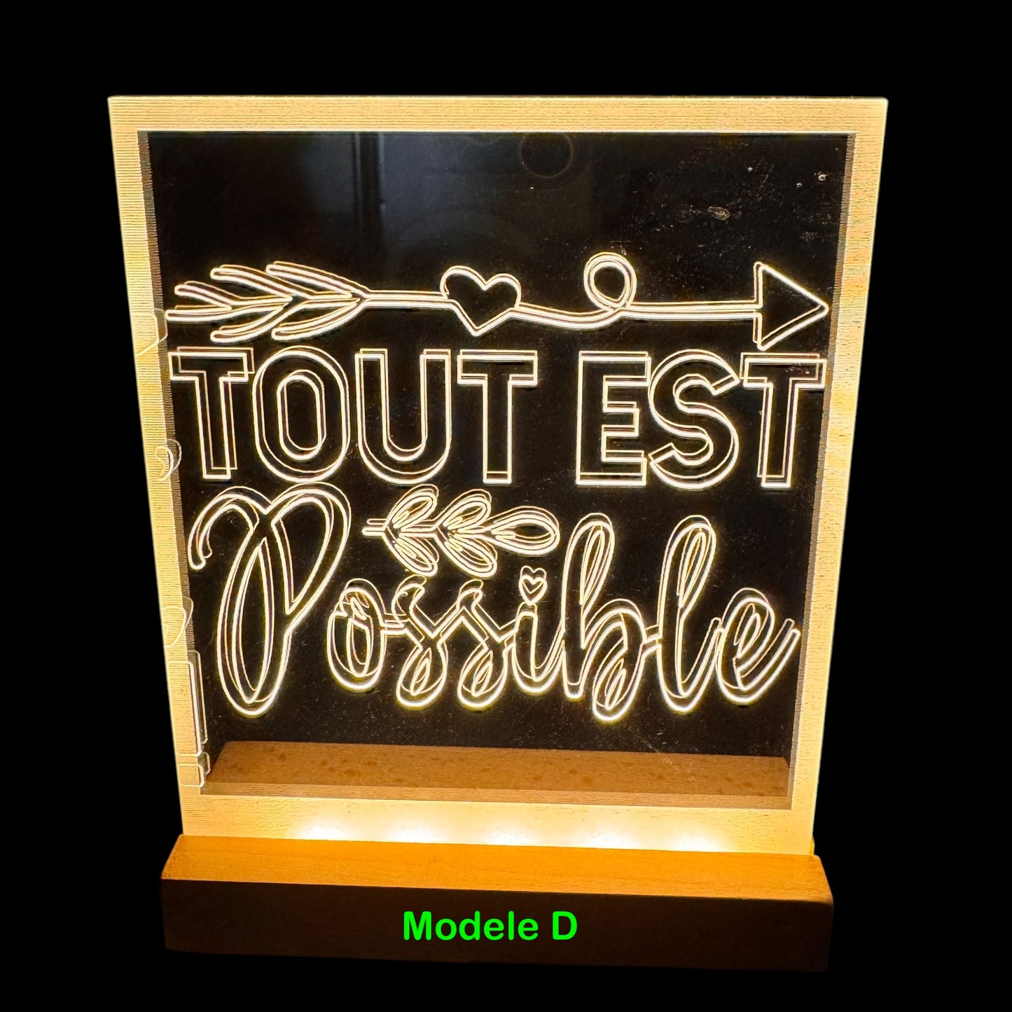 Pantalla de luz de plexiglás: frases inspiradoras