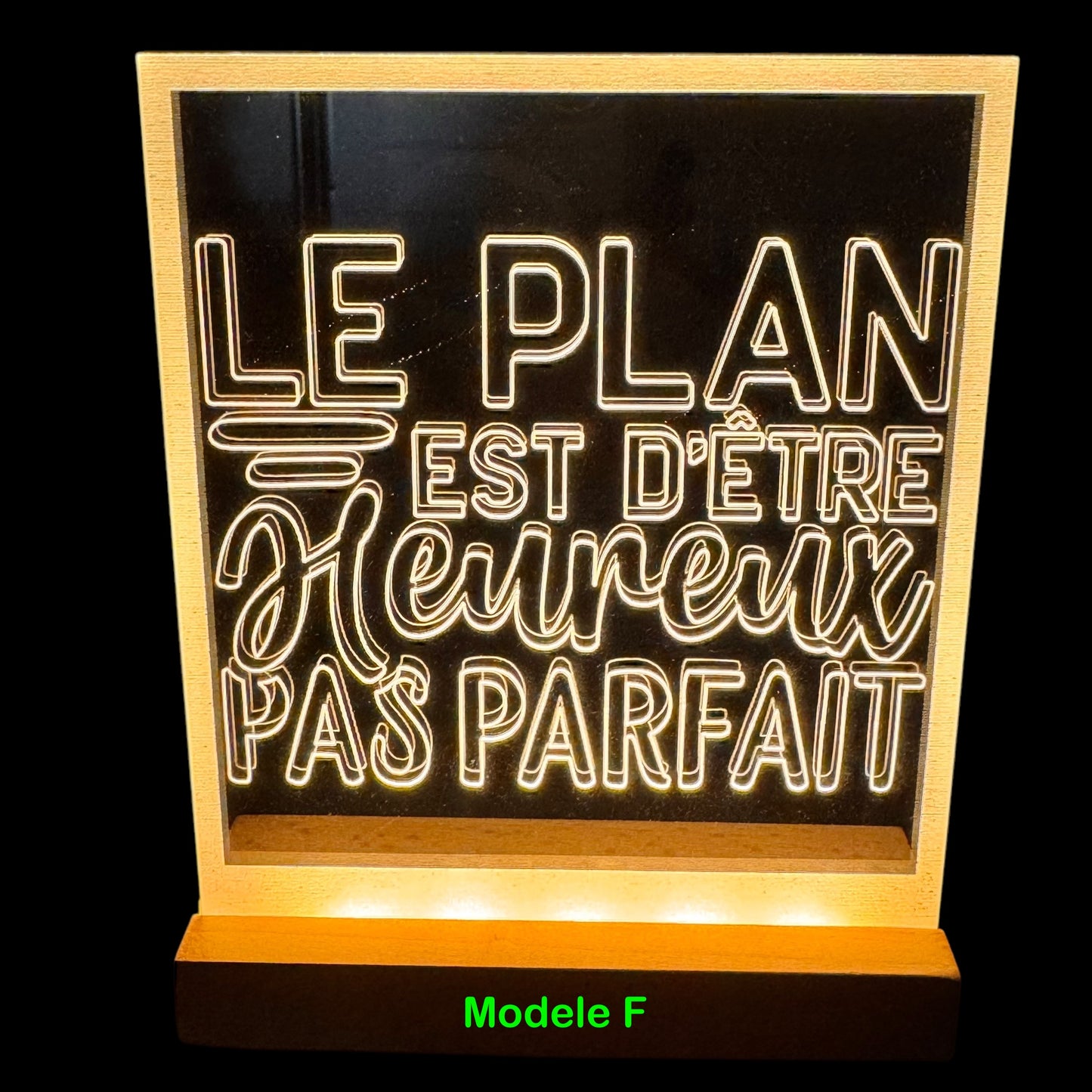 Pantalla de luz de plexiglás: frases inspiradoras