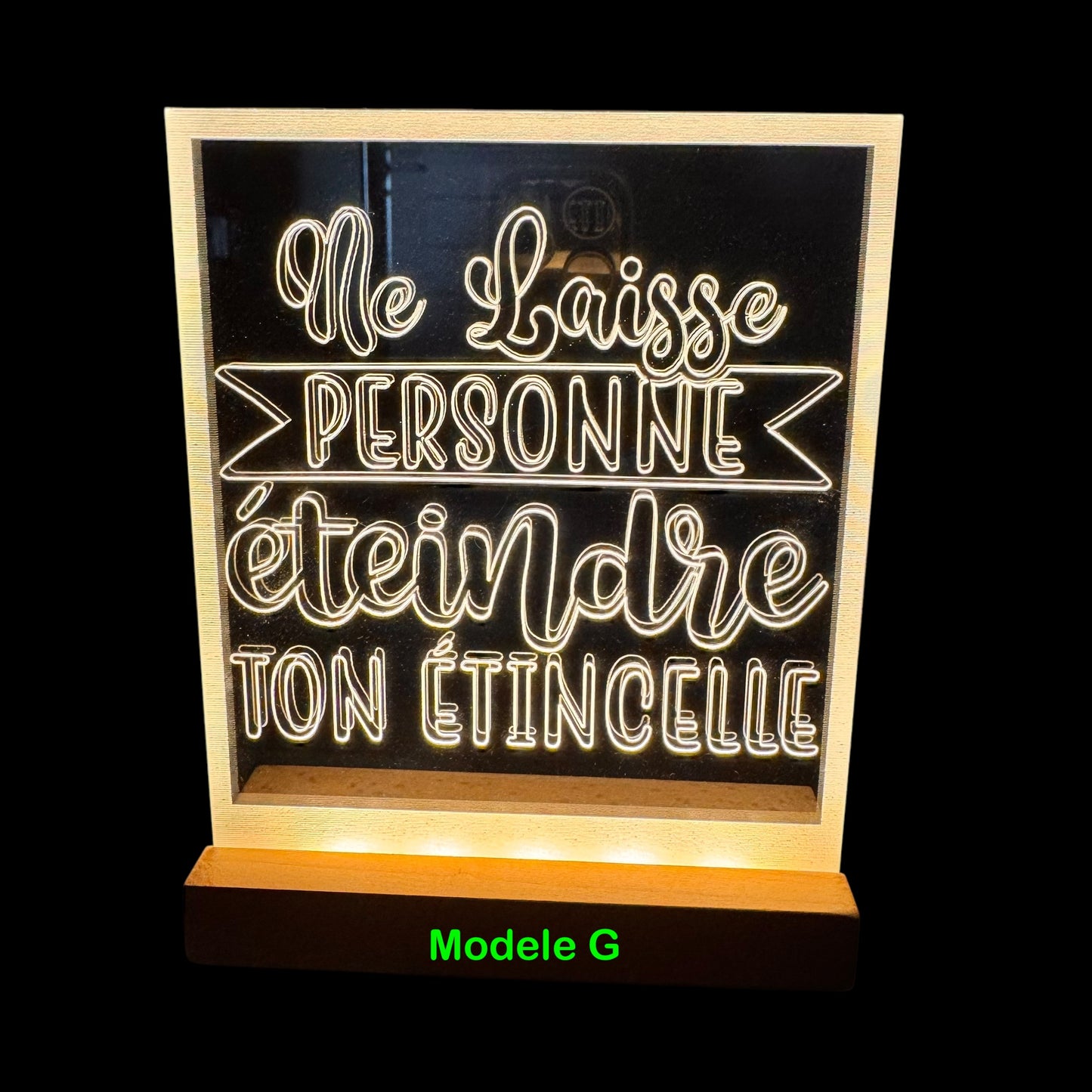 Pantalla de luz de plexiglás: frases inspiradoras