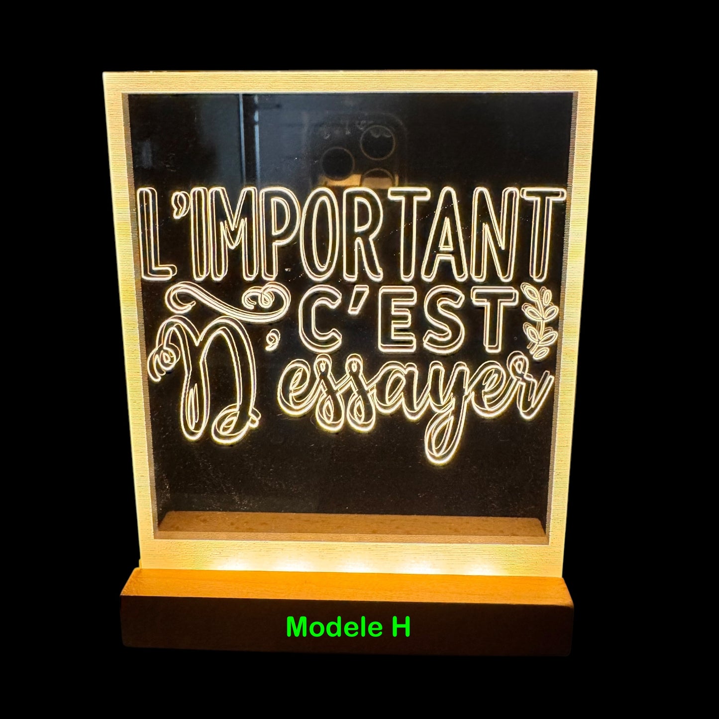 Pantalla de luz de plexiglás: frases inspiradoras