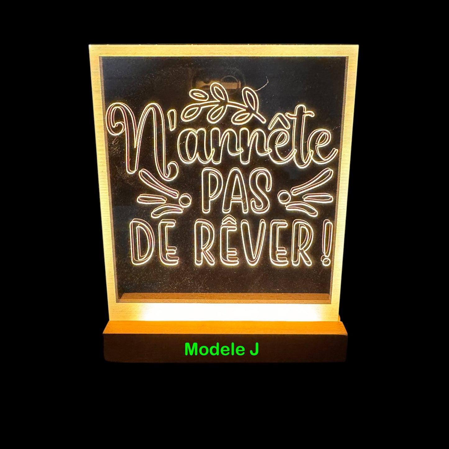 Pantalla de luz de plexiglás: frases inspiradoras