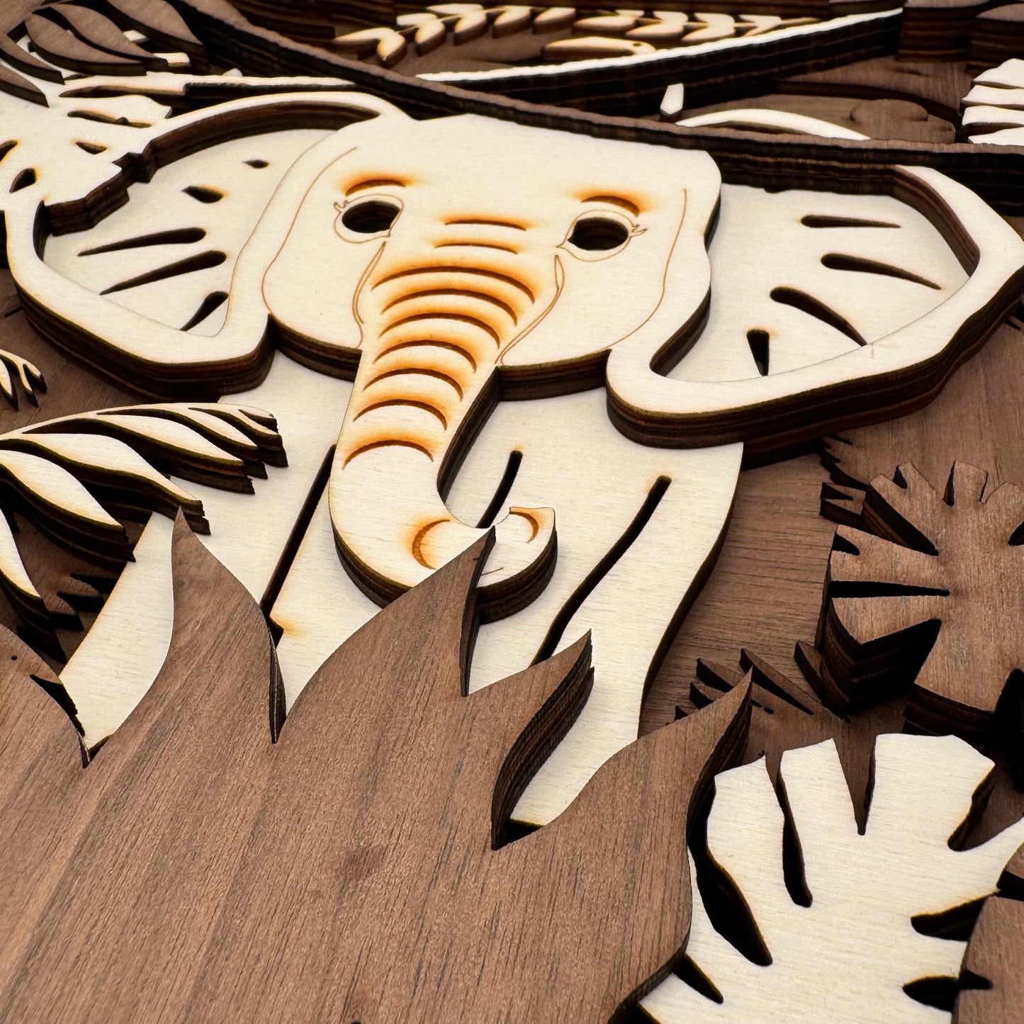 3D wooden painting - Albin the Elephant - 28x28 cm