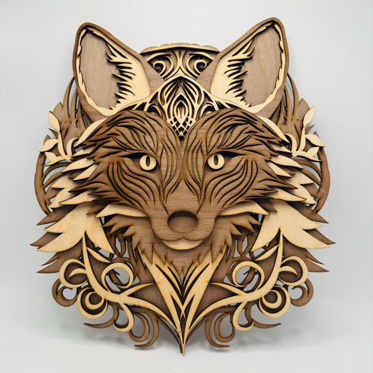 3D wooden painting - Fox 28x25cm