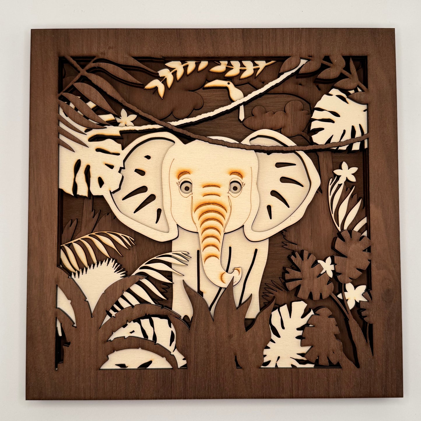 3D wooden painting - Albin the Elephant - 28x28 cm