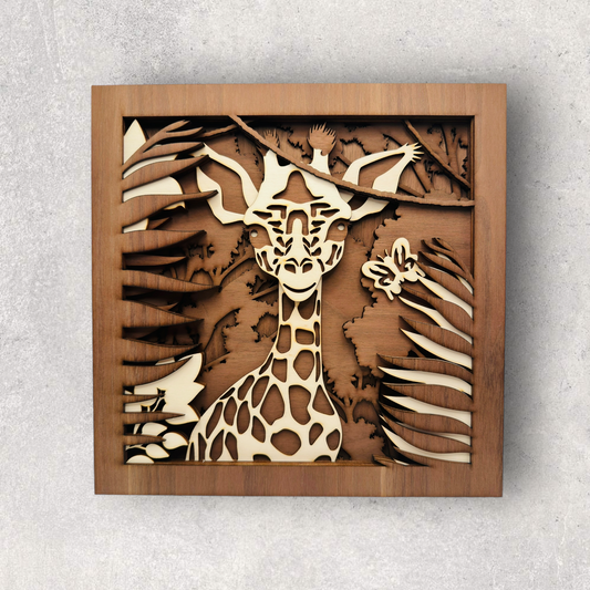 3D wooden painting - Sophie la Girafe - 28x28cm