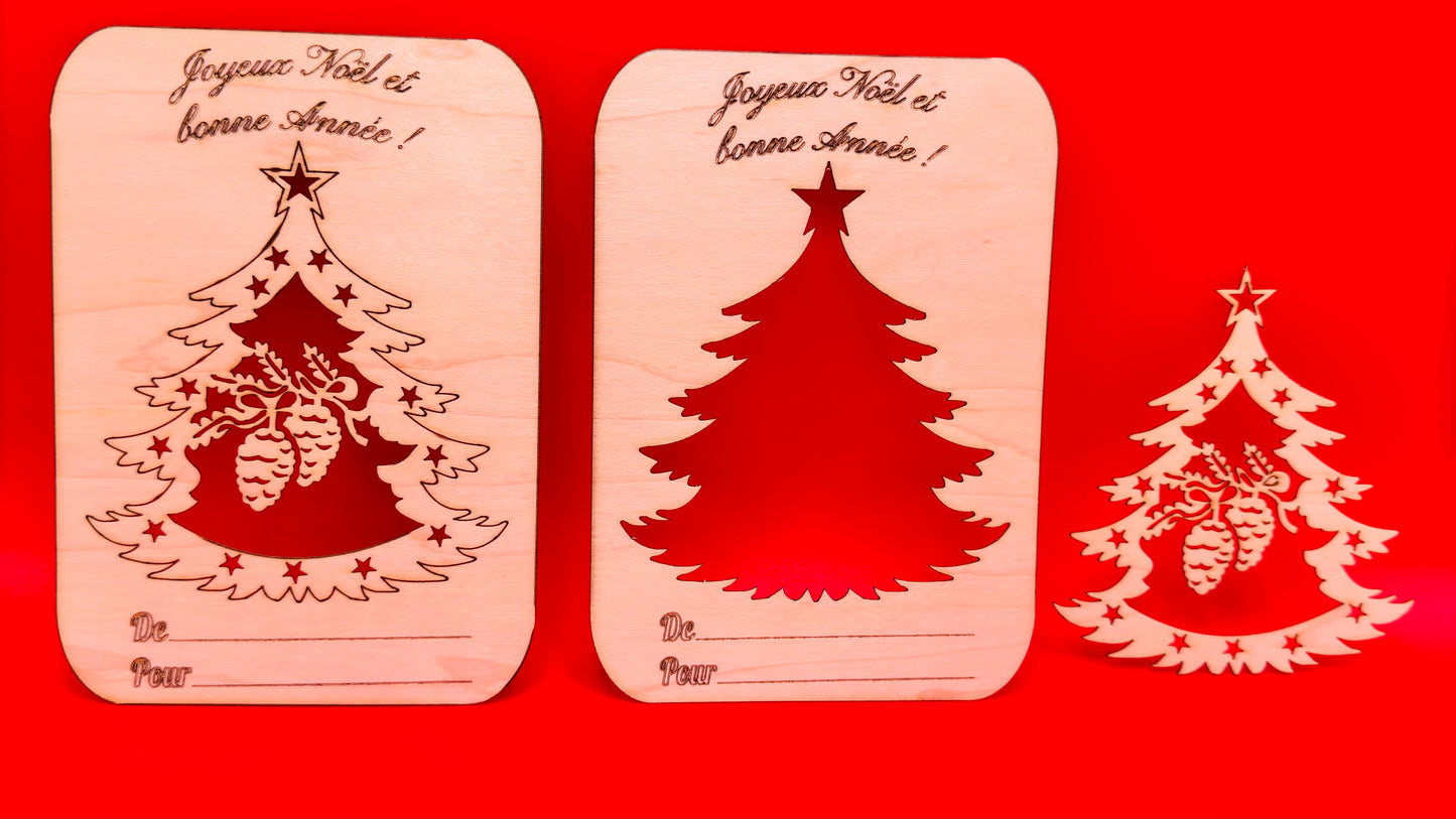 Lot de 10 cartes de vœux en bois personnalisables avec décoration de Noël détachable (Copie)