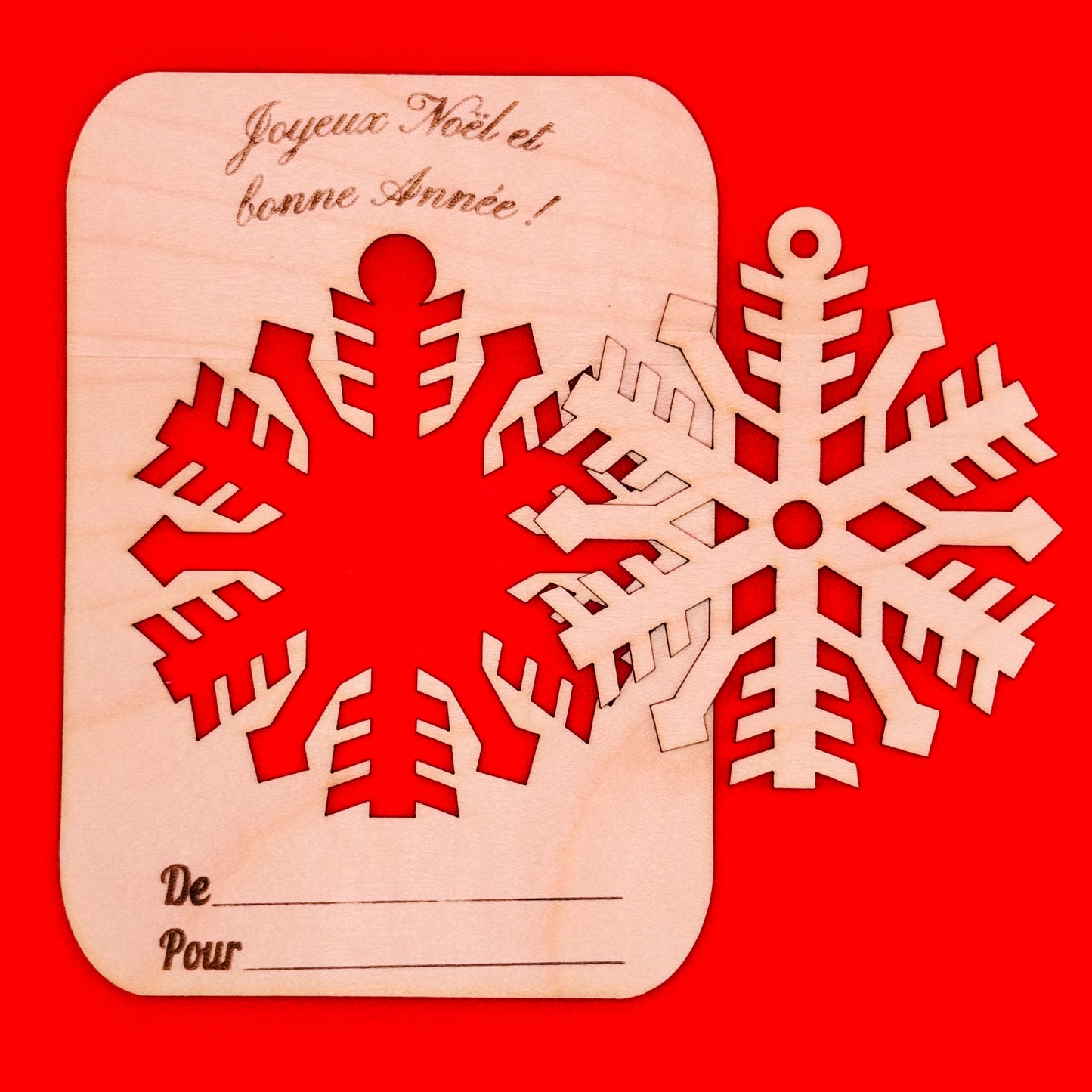 Lot de 10 cartes de vœux en bois personnalisables avec décoration de Noël détachable